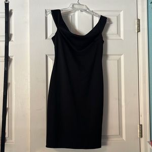Black bodycon dress, off-the-shoulder